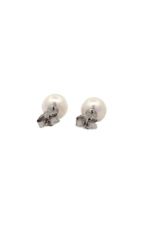 14K WHITE GOLD AKOYA PEARLS STUD EARRINGS  G15728