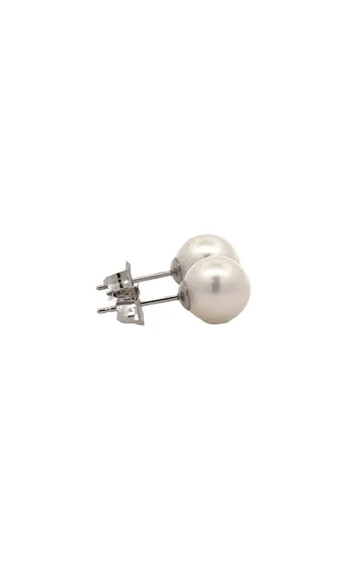 14K WHITE GOLD AKOYA PEARLS STUD EARRINGS  G15728