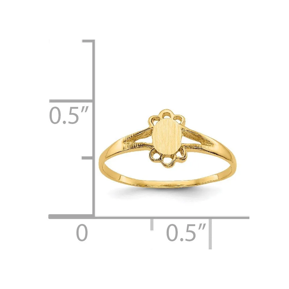 14KT Yellow Gold Childrens Signet Ring; Size 3