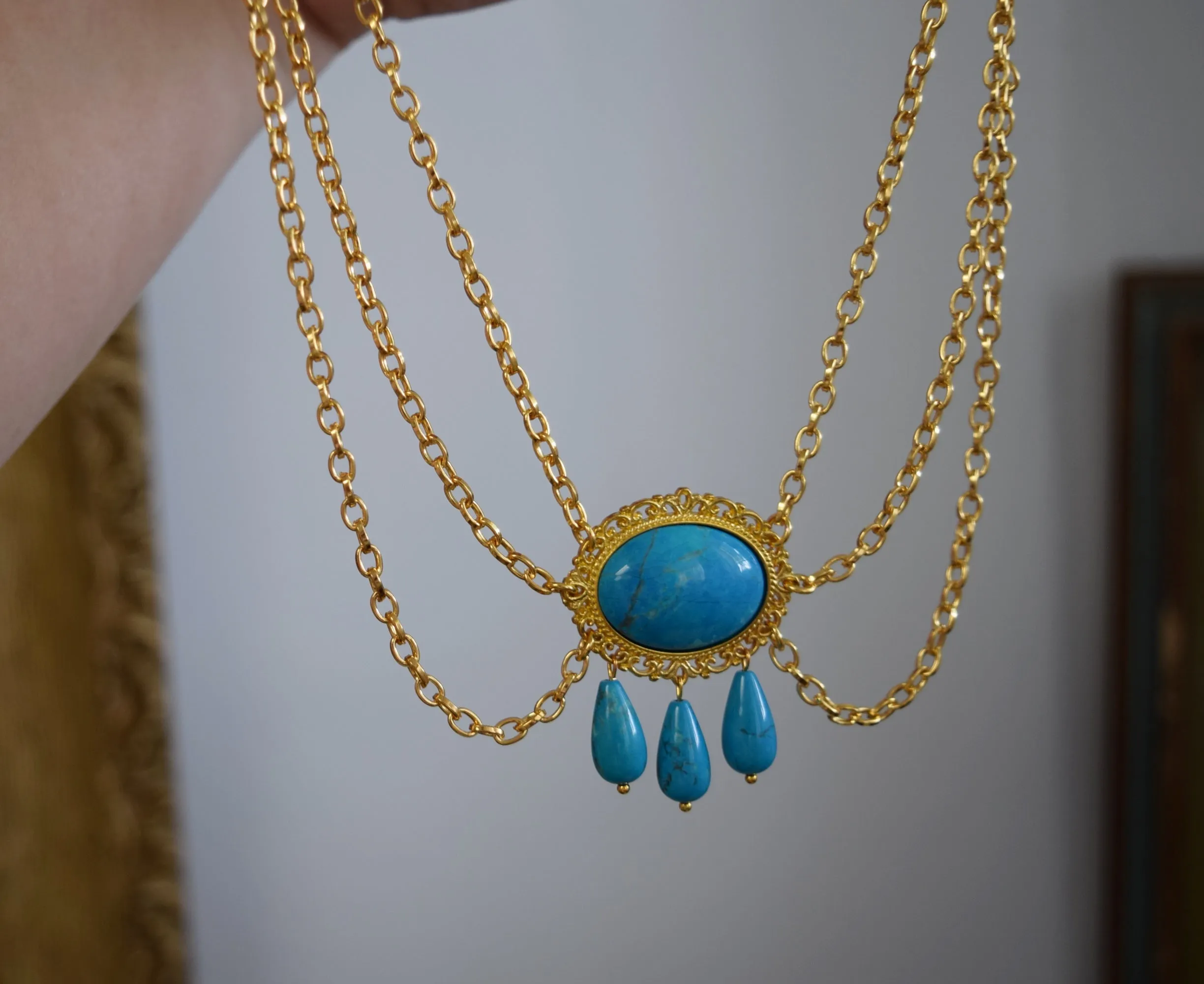 1820s Turquoise Festoon Necklace