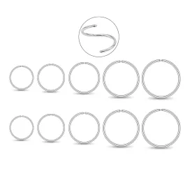5 Pairs Handmade 925 Sterling Silver Nose Ring Hoop Small Hoop Earrings set for Cartilage Tragus Helix Multiple Piercing Jewelry 6mm 7mm 8mm 9mm 10mm
