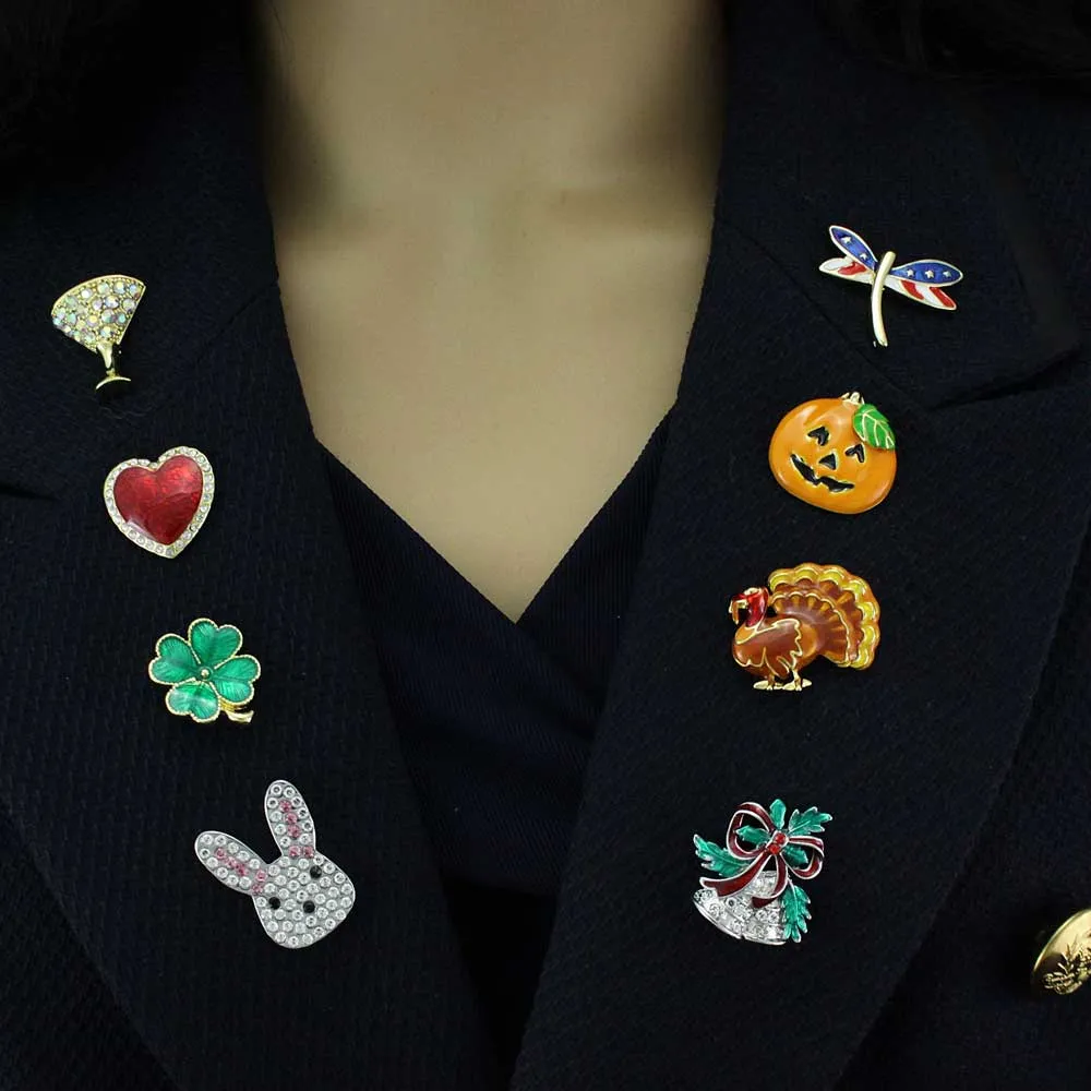 8 Assorted Small Unisex Holiday Lapel Pins Boxed Set - TACBOX02