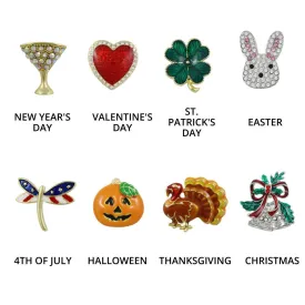 8 Assorted Small Unisex Holiday Lapel Pins Boxed Set - TACBOX02
