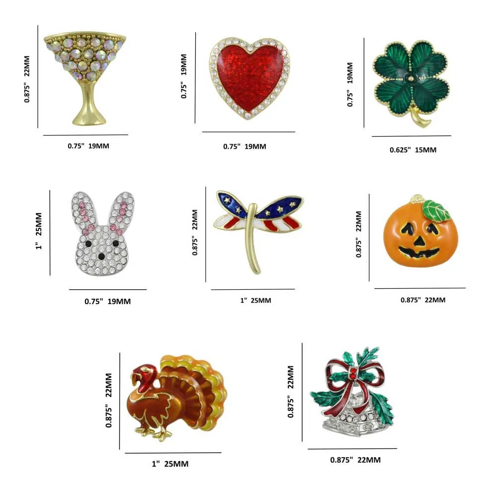 8 Assorted Small Unisex Holiday Lapel Pins Boxed Set - TACBOX02