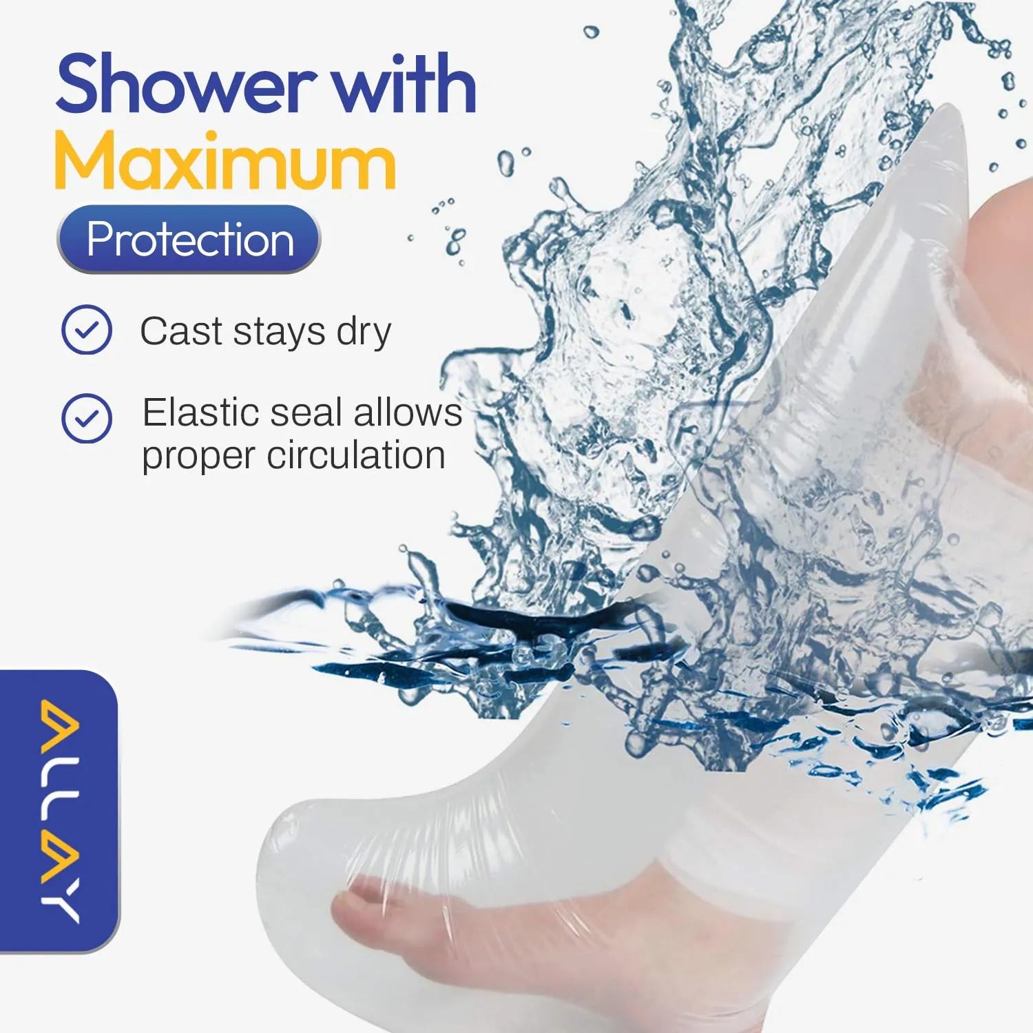 ALLAY Cast Covers for Shower Leg - 2Pcs Leg Cast Cover for Showering - Watertight Sealing Cast Shower Cover Leg  Reusable Cast Cover for Foot, Knee, Ankle - Waterproof Cast Cover Leg Adult