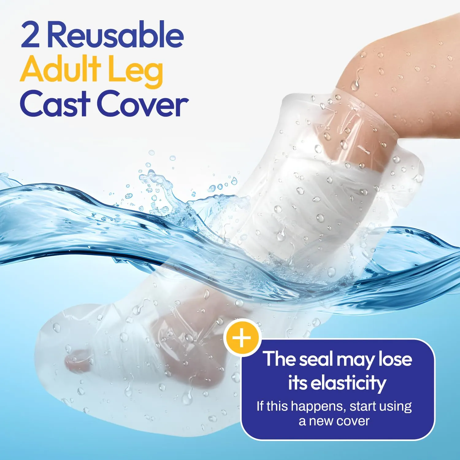 ALLAY Cast Covers for Shower Leg - 2Pcs Leg Cast Cover for Showering - Watertight Sealing Cast Shower Cover Leg  Reusable Cast Cover for Foot, Knee, Ankle - Waterproof Cast Cover Leg Adult