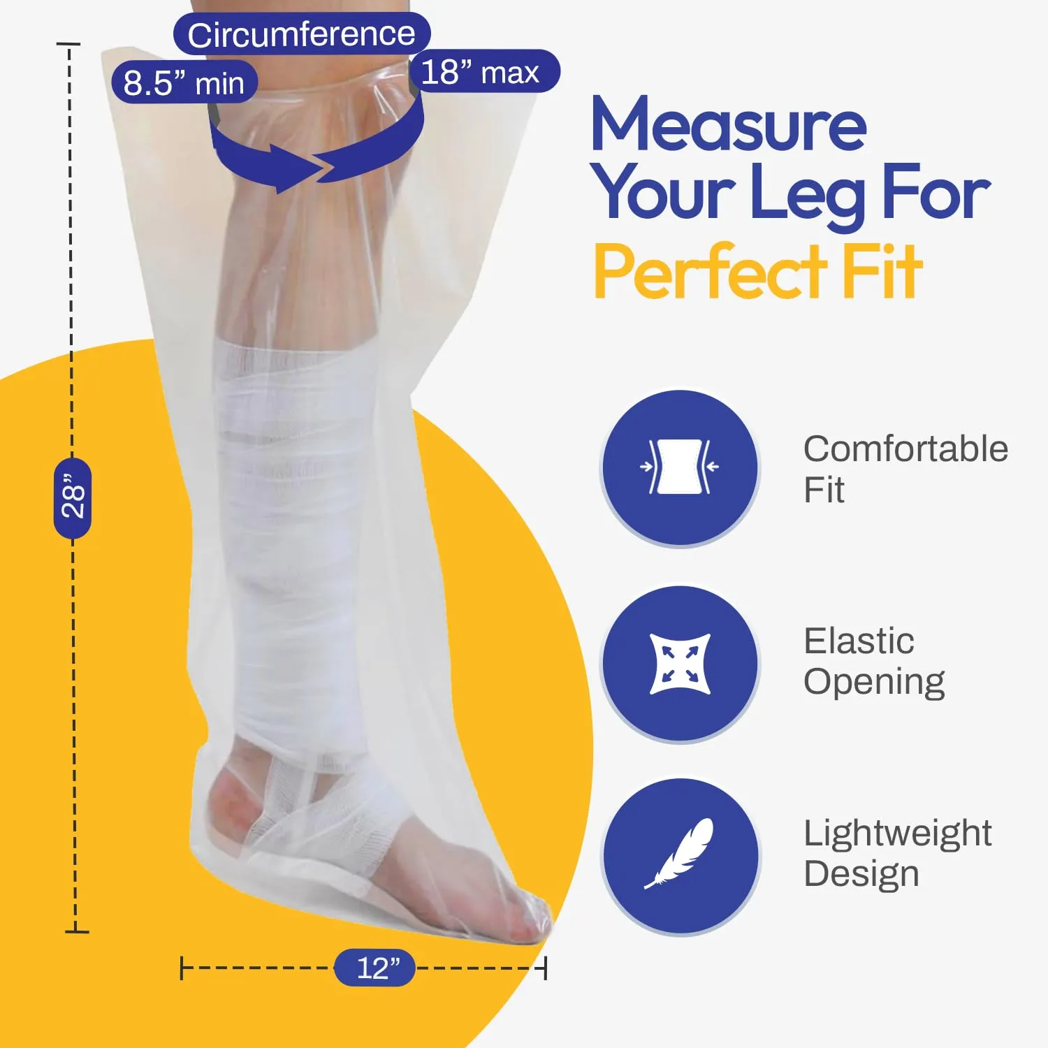 ALLAY Cast Covers for Shower Leg - 2Pcs Leg Cast Cover for Showering - Watertight Sealing Cast Shower Cover Leg  Reusable Cast Cover for Foot, Knee, Ankle - Waterproof Cast Cover Leg Adult