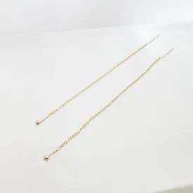 Ball Threader Earrings in 14 Karat Yellow Gold