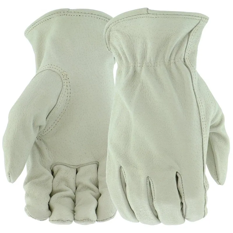 Boss B83071-XL Gloves, Men's, XL, 8-3/8 to 8-3/4 in L, Keystone Thumb, Elastic Cuff, Pigskin Leather, White :PR: QUANTITY: 1