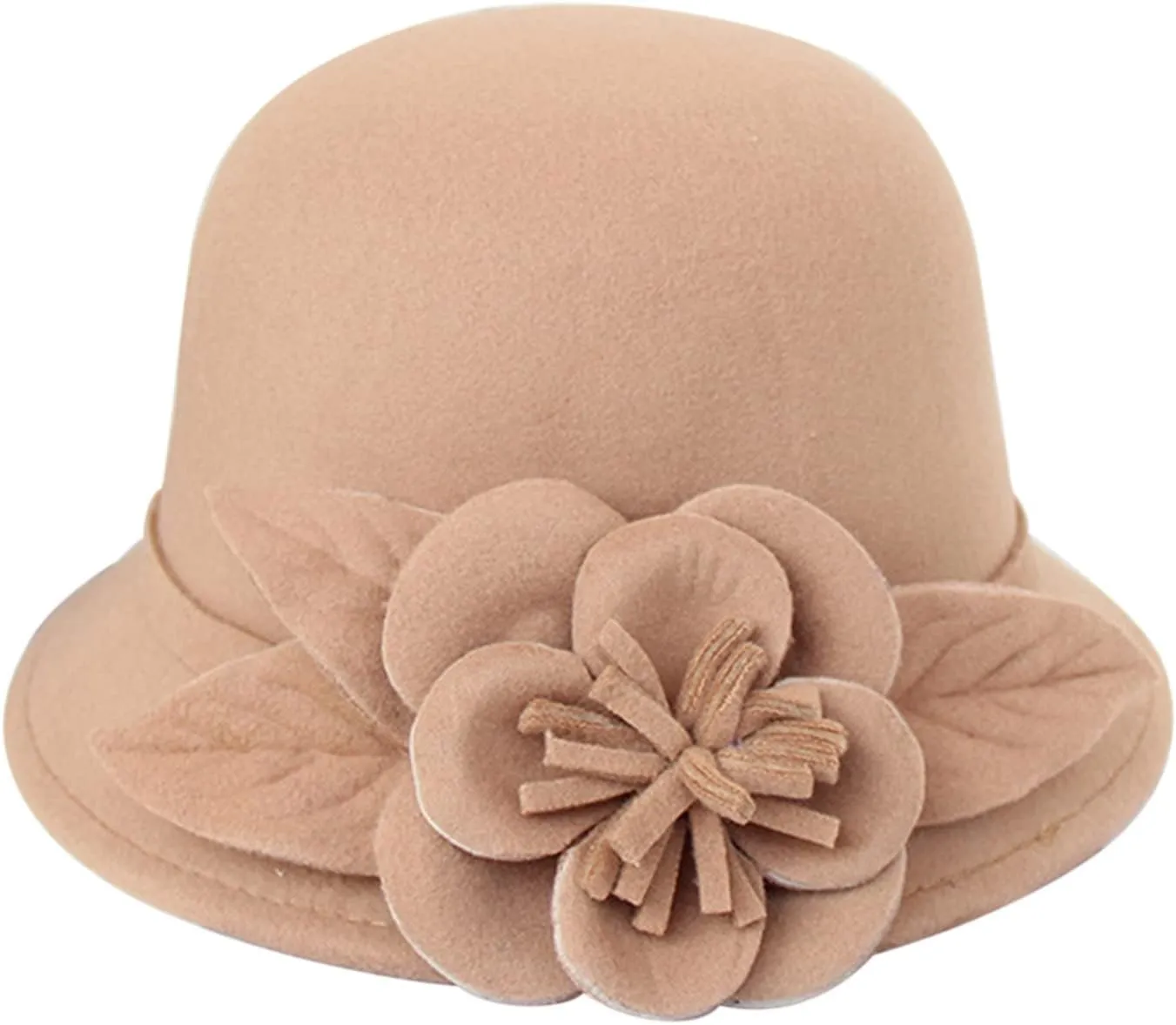 Bowler Fedora Hat with Rolled Brim Classic Wool Hats for Man Woman Halloween Prop Party Wedding Hat (B, One Size)