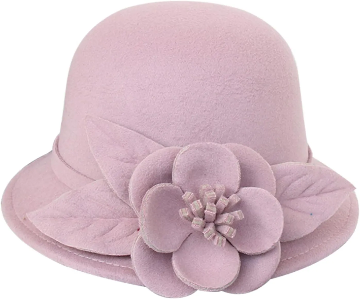 Bowler Fedora Hat with Rolled Brim Classic Wool Hats for Man Woman Halloween Prop Party Wedding Hat (I, One Size)