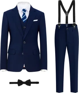 Boys' Formal Suit Set, with Suspenders, Adjustable Waist