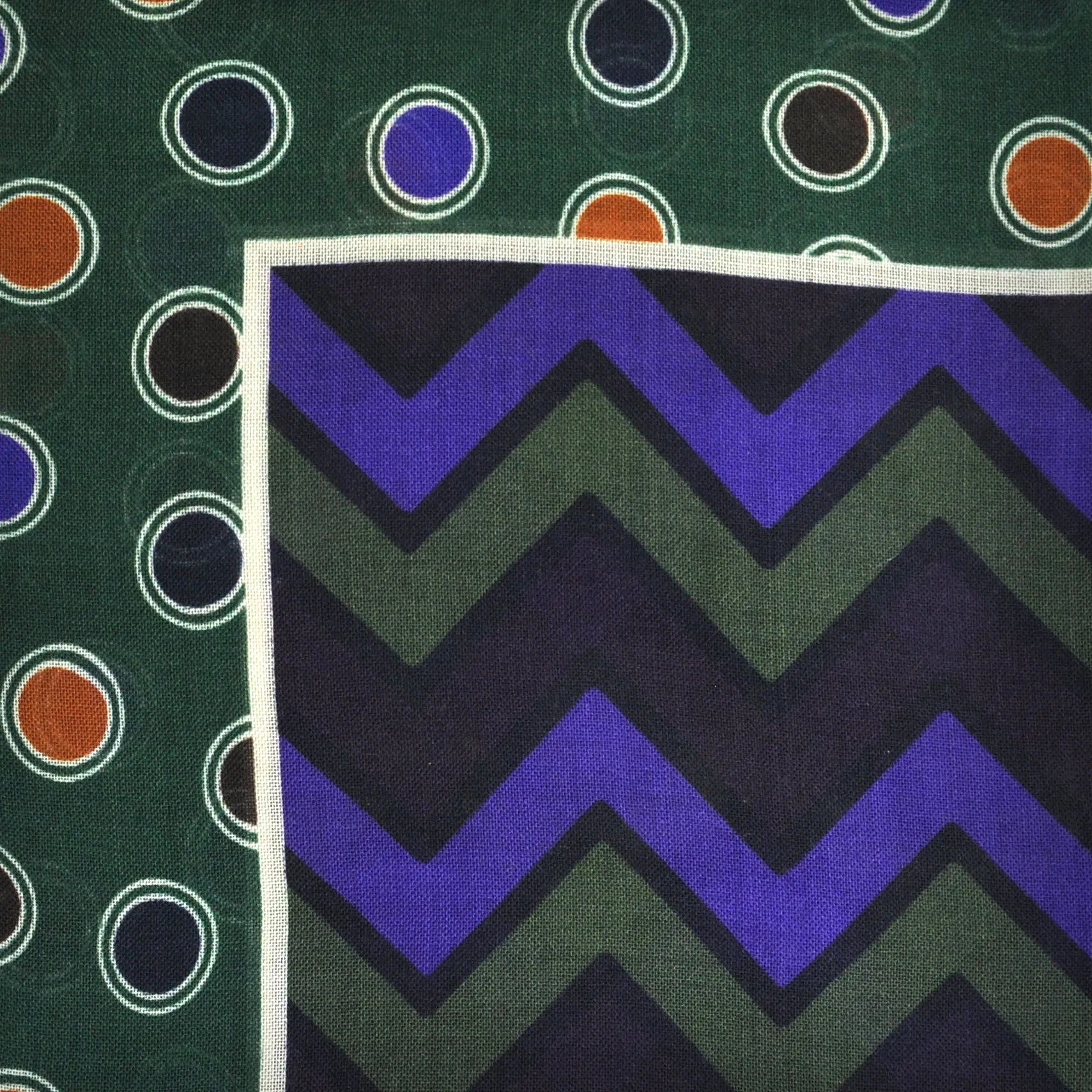 Chevrons & Spots Wool & Silk Pocket Square in Green, Plum, Blue & Red