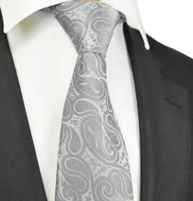 Classic Formal Light Grey Paisley Necktie