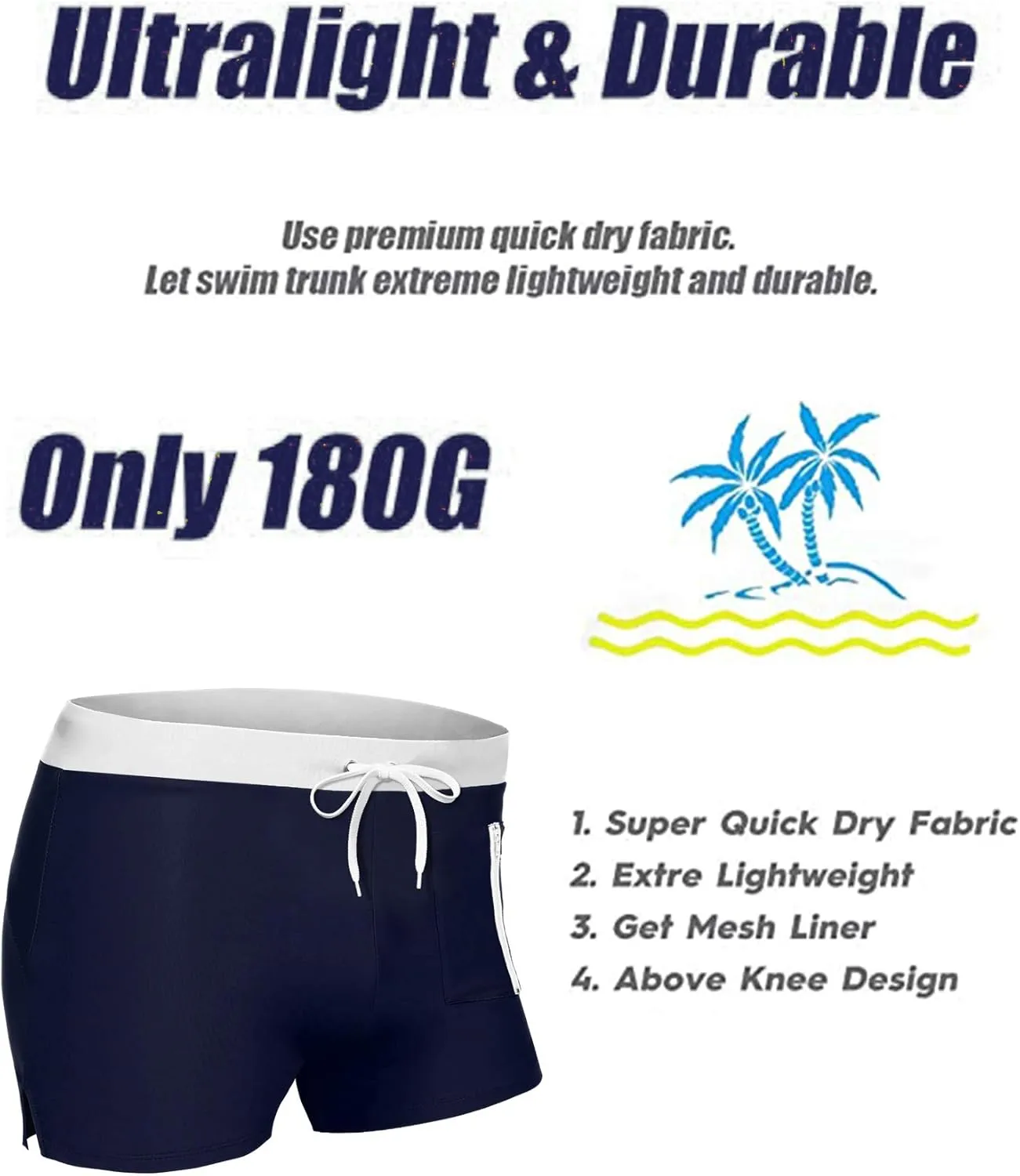 COOFANDY Mens Swim Trunks Swimwear Bathing Suit Swim Brief Square Leg Board Short S-3XL