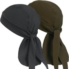 Cooling Helmet Liner Do Rag Skull Cap for Men Sweat Cycling Beanie - Pirate Bandana 2Pcs