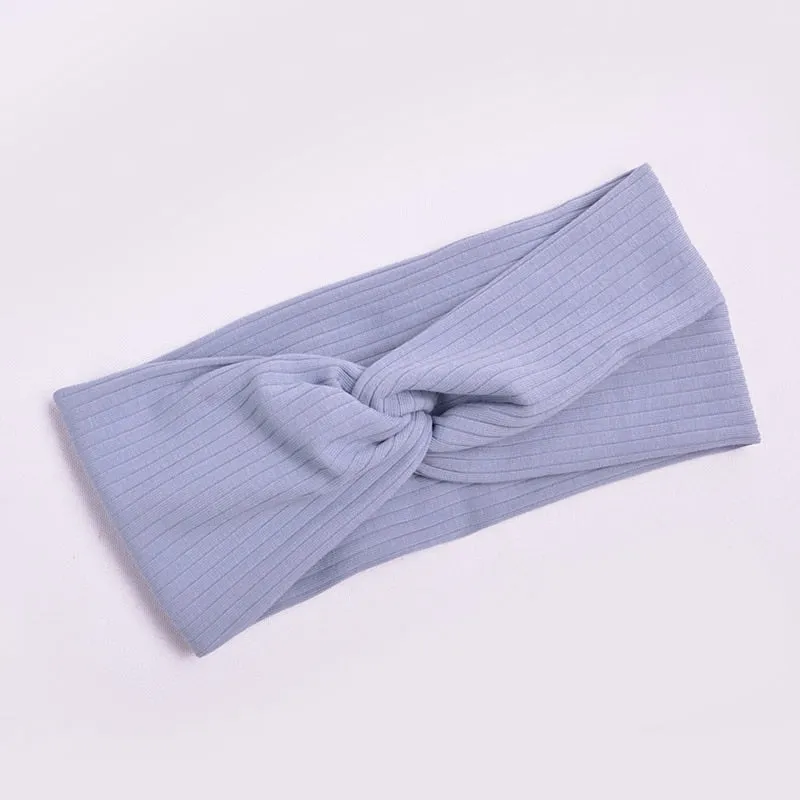 Cotton Women Headband Turban Solid Color Girls Knot Hairband Hair Accessories Twisted Ladies Makeup Elastic Hair Bands Headwrap