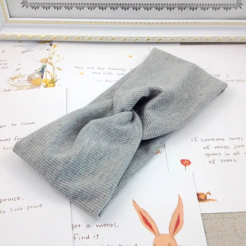 Cotton Women Headband Turban Solid Color Girls Knot Hairband Hair Accessories Twisted Ladies Makeup Elastic Hair Bands Headwrap