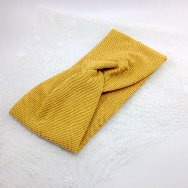 Cotton Women Headband Turban Solid Color Girls Knot Hairband Hair Accessories Twisted Ladies Makeup Elastic Hair Bands Headwrap