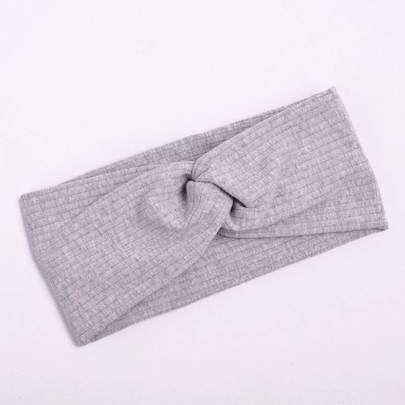 Cotton Women Headband Turban Solid Color Girls Knot Hairband Hair Accessories Twisted Ladies Makeup Elastic Hair Bands Headwrap