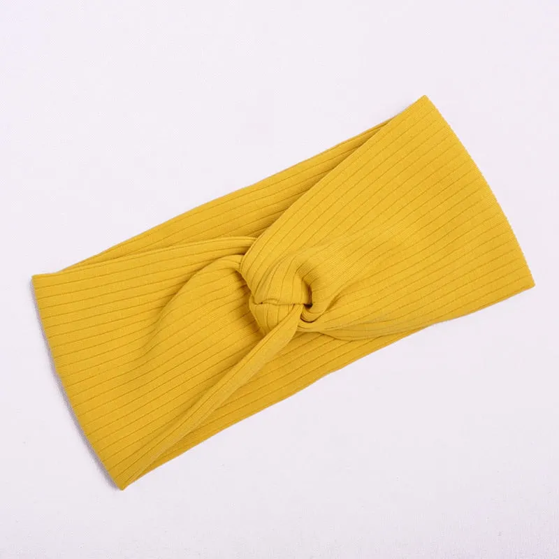 Cotton Women Headband Turban Solid Color Girls Knot Hairband Hair Accessories Twisted Ladies Makeup Elastic Hair Bands Headwrap