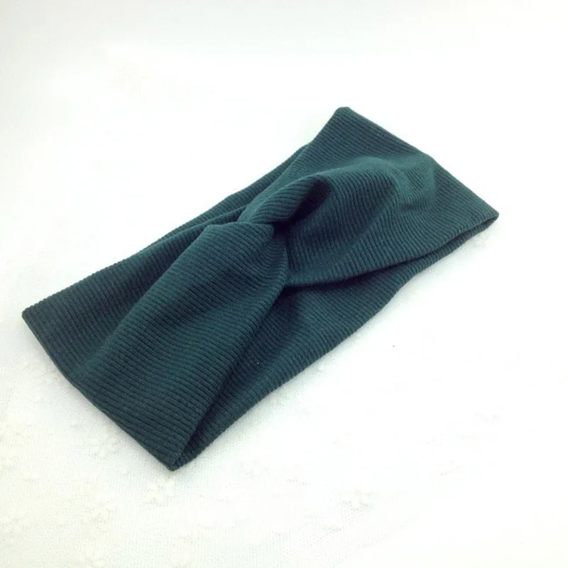 Cotton Women Headband Turban Solid Color Girls Knot Hairband Hair Accessories Twisted Ladies Makeup Elastic Hair Bands Headwrap