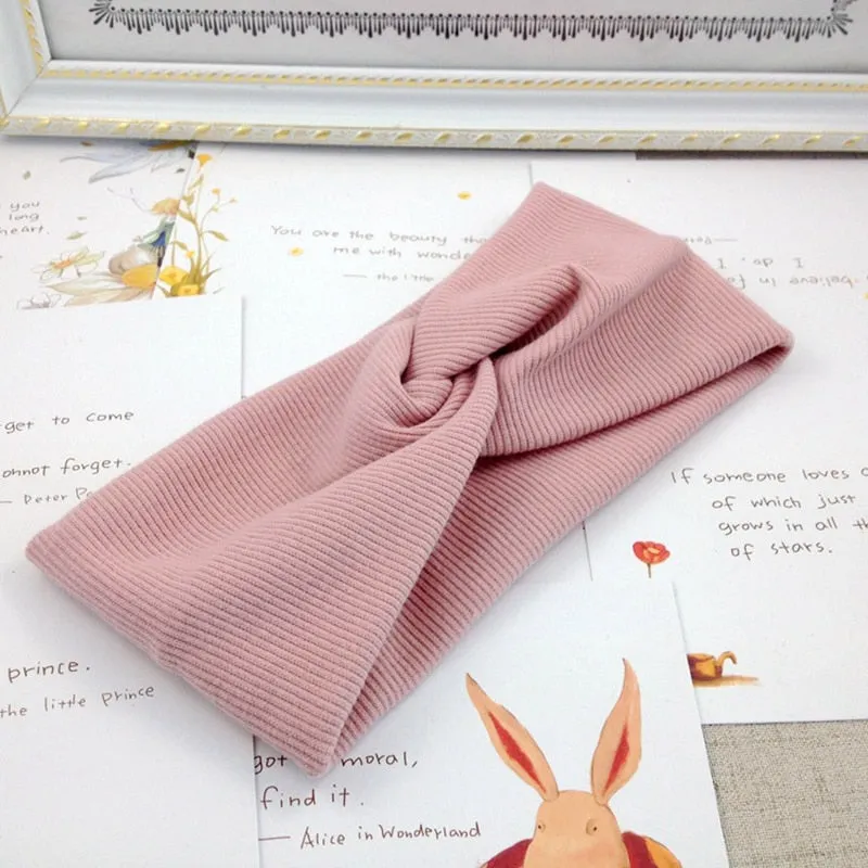 Cotton Women Headband Turban Solid Color Girls Knot Hairband Hair Accessories Twisted Ladies Makeup Elastic Hair Bands Headwrap