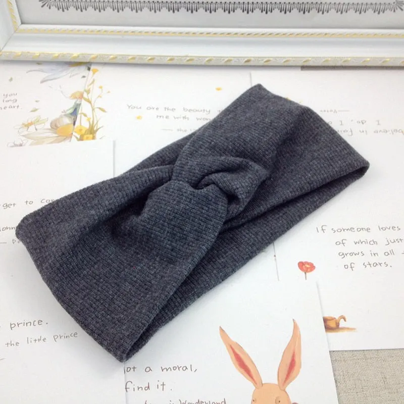 Cotton Women Headband Turban Solid Color Girls Knot Hairband Hair Accessories Twisted Ladies Makeup Elastic Hair Bands Headwrap