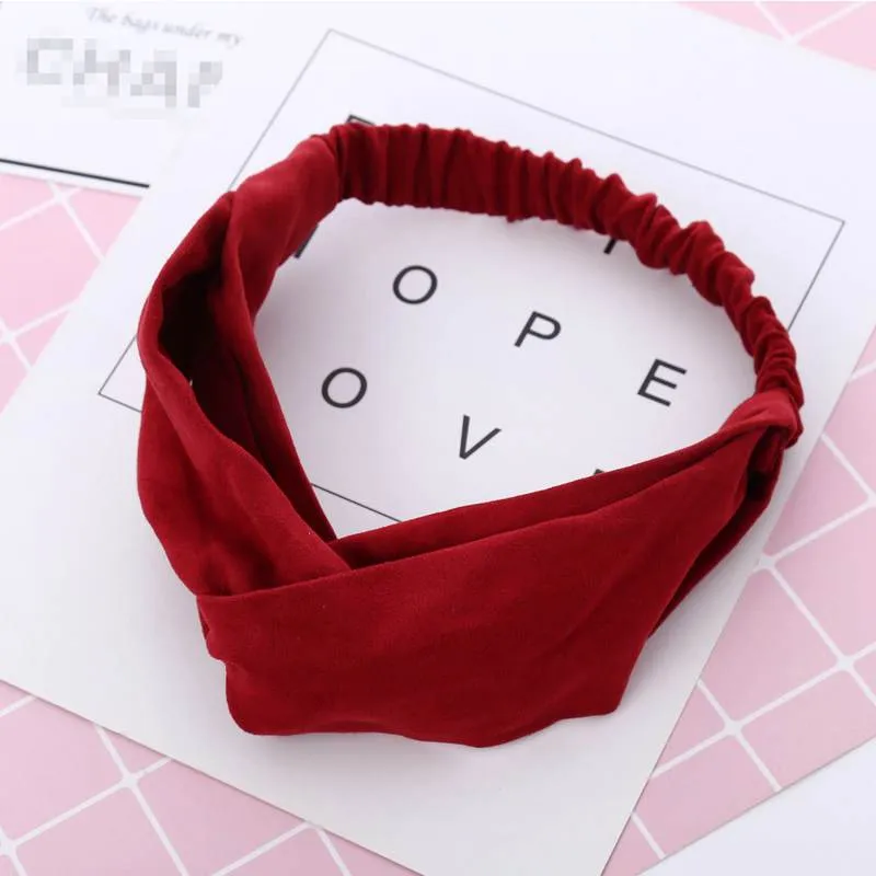 Cotton Women Headband Turban Solid Color Girls Knot Hairband Hair Accessories Twisted Ladies Makeup Elastic Hair Bands Headwrap