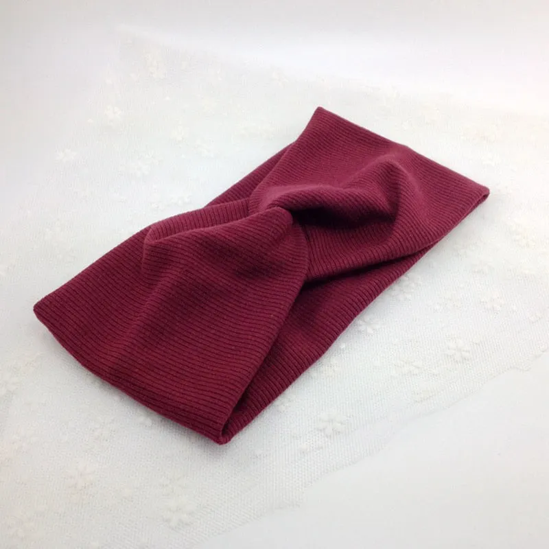 Cotton Women Headband Turban Solid Color Girls Knot Hairband Hair Accessories Twisted Ladies Makeup Elastic Hair Bands Headwrap