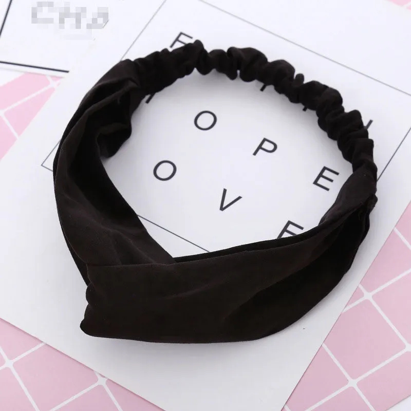 Cotton Women Headband Turban Solid Color Girls Knot Hairband Hair Accessories Twisted Ladies Makeup Elastic Hair Bands Headwrap