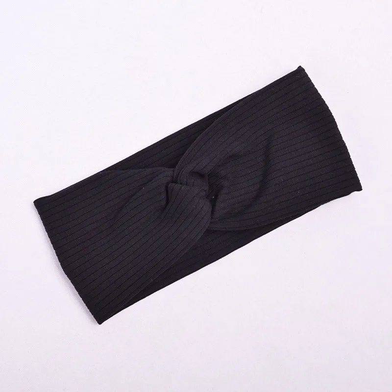Cotton Women Headband Turban Solid Color Girls Knot Hairband Hair Accessories Twisted Ladies Makeup Elastic Hair Bands Headwrap