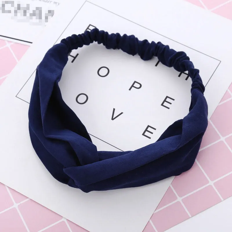 Cotton Women Headband Turban Solid Color Girls Knot Hairband Hair Accessories Twisted Ladies Makeup Elastic Hair Bands Headwrap