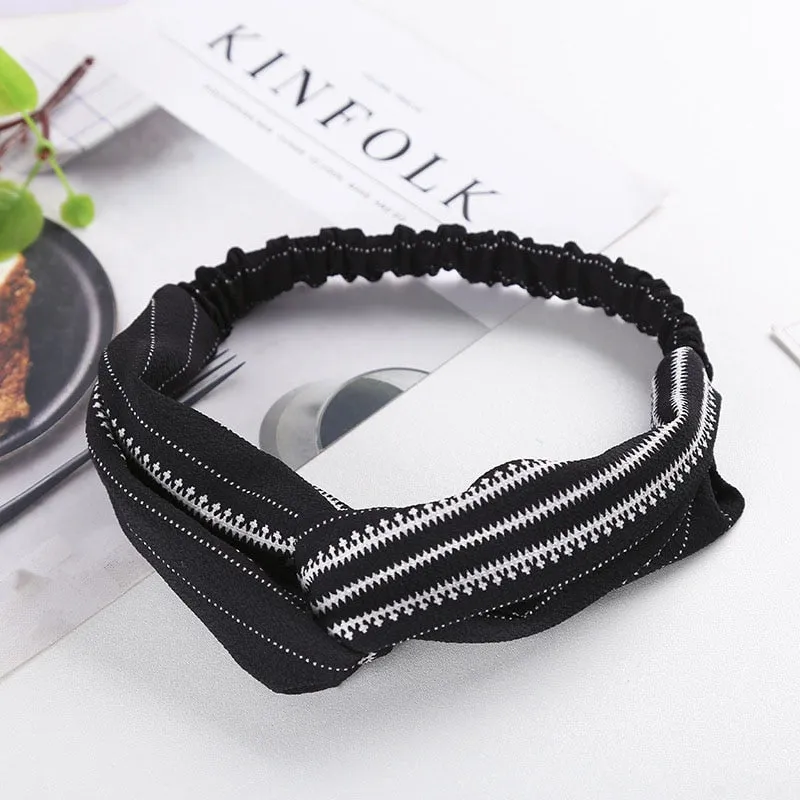 Cotton Women Headband Turban Solid Color Girls Knot Hairband Hair Accessories Twisted Ladies Makeup Elastic Hair Bands Headwrap