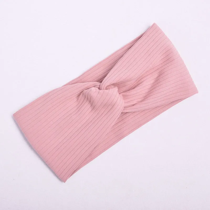 Cotton Women Headband Turban Solid Color Girls Knot Hairband Hair Accessories Twisted Ladies Makeup Elastic Hair Bands Headwrap