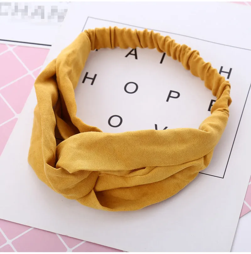 Cotton Women Headband Turban Solid Color Girls Knot Hairband Hair Accessories Twisted Ladies Makeup Elastic Hair Bands Headwrap