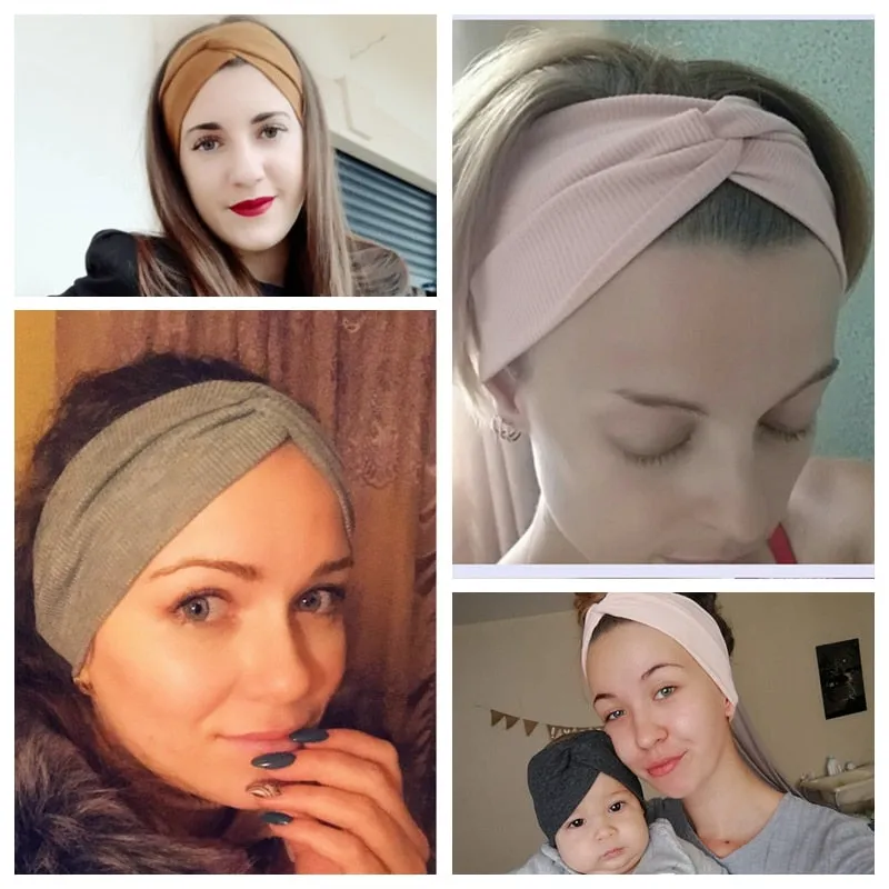 Cotton Women Headband Turban Solid Color Girls Knot Hairband Hair Accessories Twisted Ladies Makeup Elastic Hair Bands Headwrap