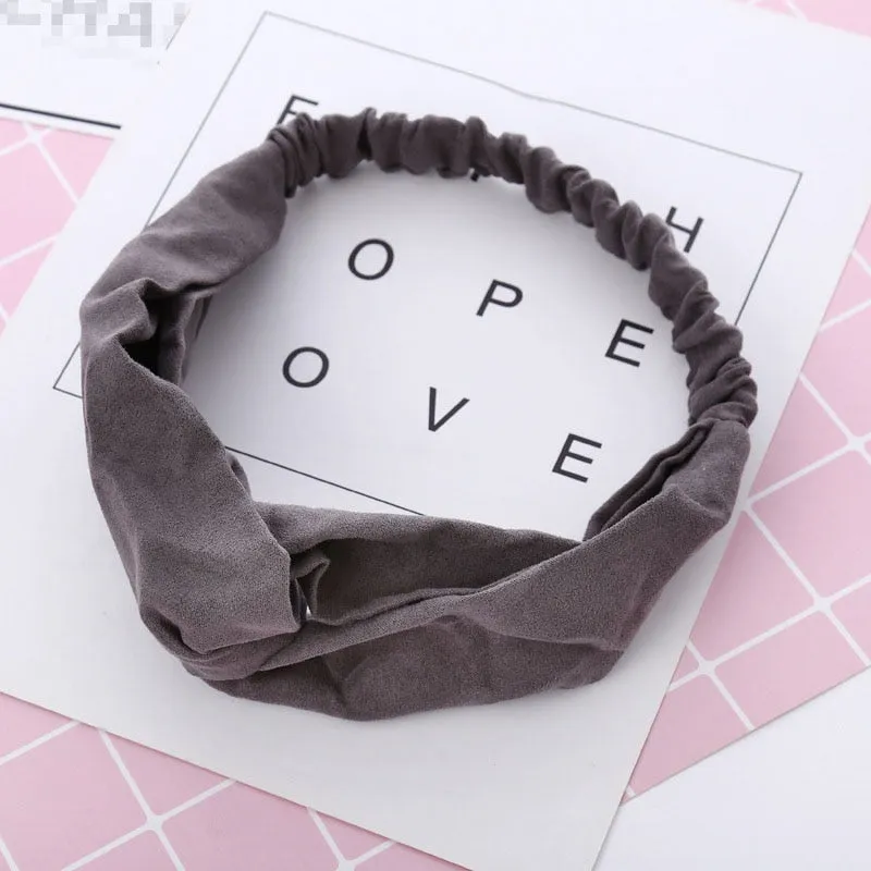 Cotton Women Headband Turban Solid Color Girls Knot Hairband Hair Accessories Twisted Ladies Makeup Elastic Hair Bands Headwrap