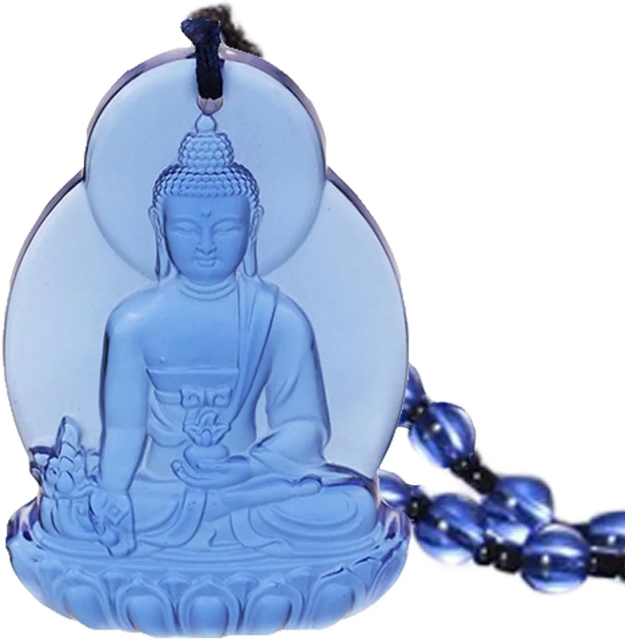 Crystal Quan Yin Goddess of Compassion Mercy Pendant Necklace Guan Yin Kuan Yin Chinese Feng Shui Amulet Kwan Yin Avalokitesvara for Wealth Health