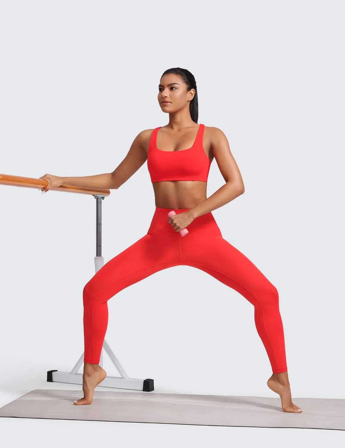 CRZ YOGA Butterlift Double Lined Square Neck Sports Bras for Women - Wireless V-Shaped Racerback Workout Yoga Top Non Padded