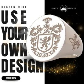 Custom Ring - White Gold Coated - Recessed Design with Side Engravings