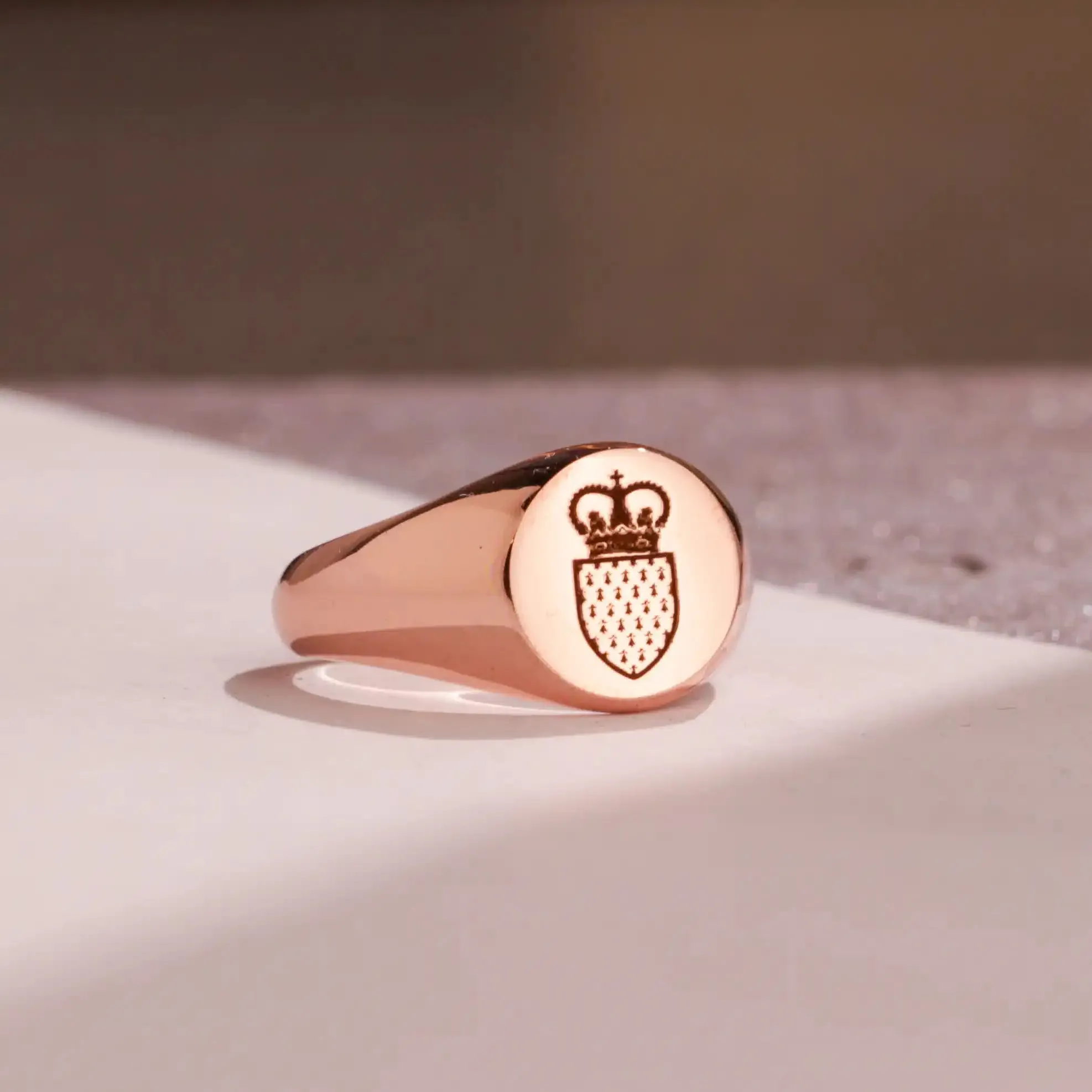 Custom Wax Seal Ring - Rose Gold Coated - Recessed & Reversed Design