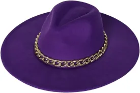 Dcvmvmn Women Chain Adjustable Big Brim Hat Unisex Fedora Hat Jazz Winter Hat