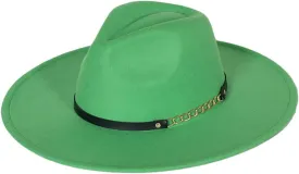Dcvmvmn Women Chain Adjustable Big Brim Hat Unisex Fedora Hat Jazz Winter Hat