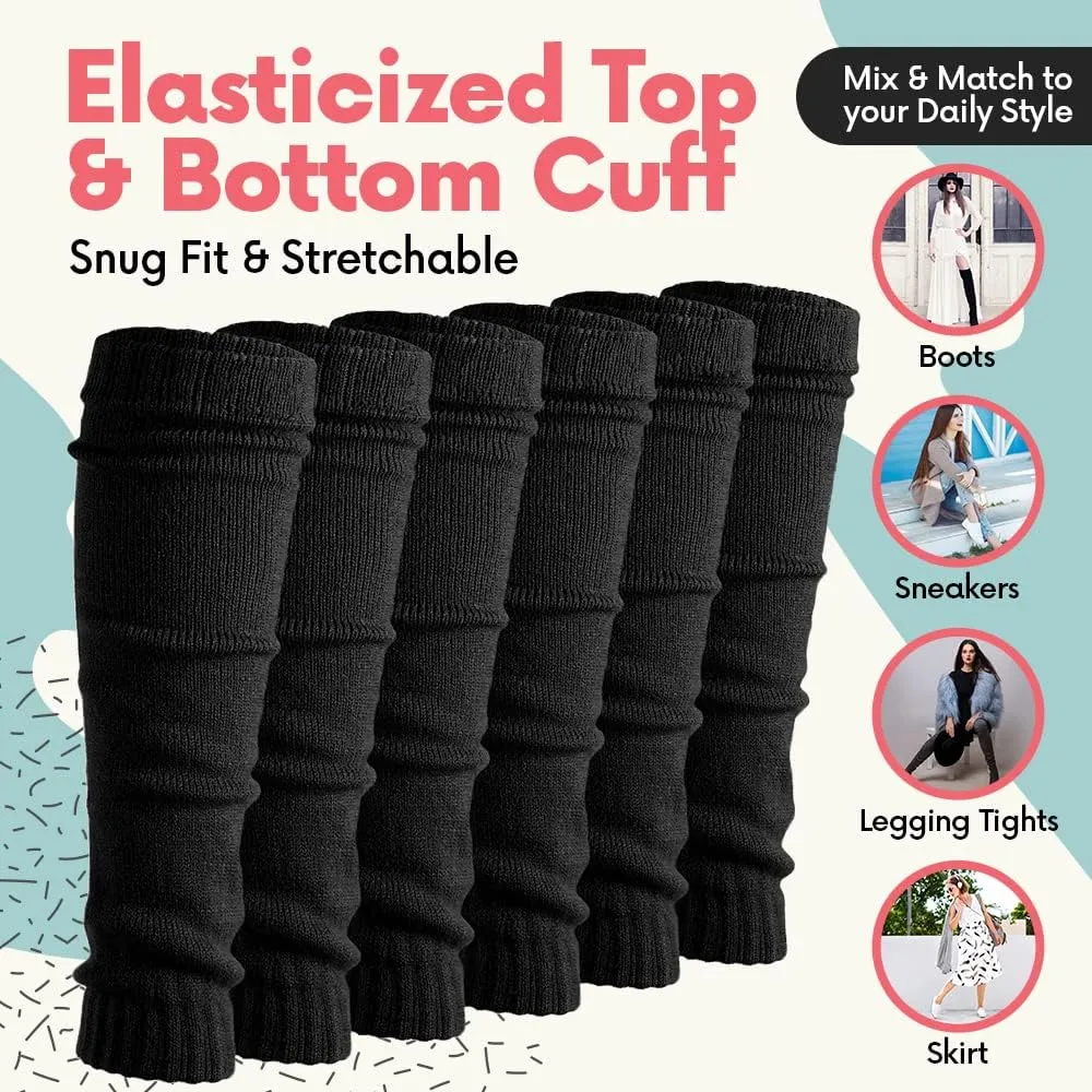 Debra Weitzner 6 Pairs Leg Warmers for Women 80s Knit Super Long Ribbed for Dancer Party Sports Yoga