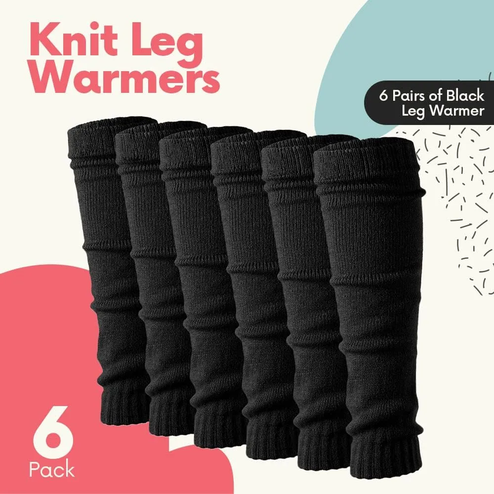 Debra Weitzner 6 Pairs Leg Warmers for Women 80s Knit Super Long Ribbed for Dancer Party Sports Yoga