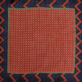 Dots & Chevrons Wool & Silk Pocket Square in Rust , Brown & Blue