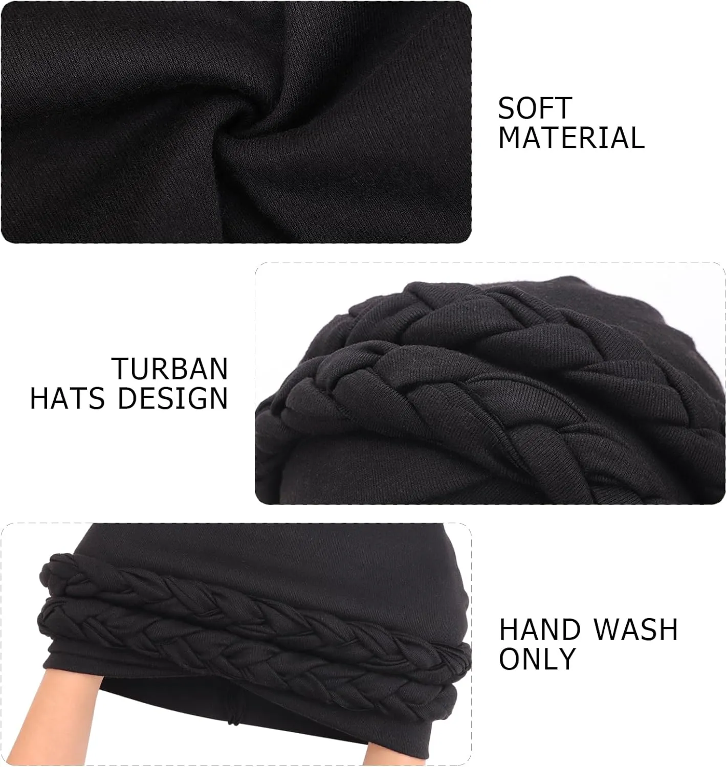 DRESHOW African Women Turban Caps Cotton Beanie Twist Headscarf Pre-Tied Double Twisted Braids Wrap Hat Chemo Cancer Cap