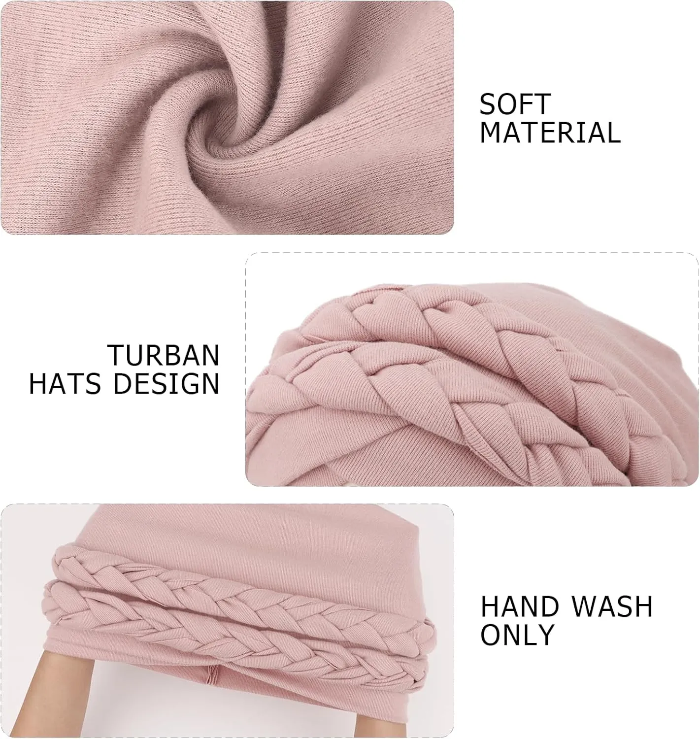 DRESHOW African Women Turban Caps Cotton Beanie Twist Headscarf Pre-Tied Double Twisted Braids Wrap Hat Chemo Cancer Cap