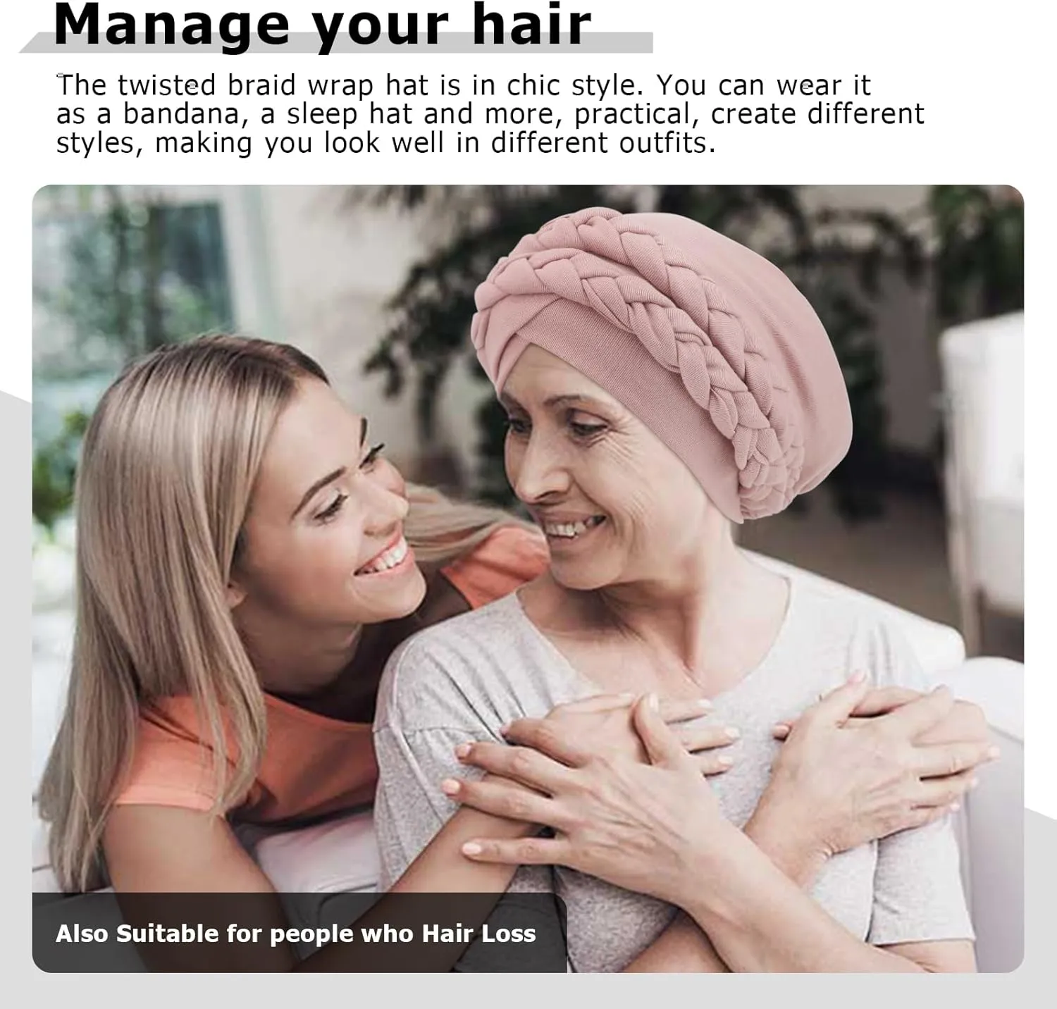 DRESHOW African Women Turban Caps Cotton Beanie Twist Headscarf Pre-Tied Double Twisted Braids Wrap Hat Chemo Cancer Cap